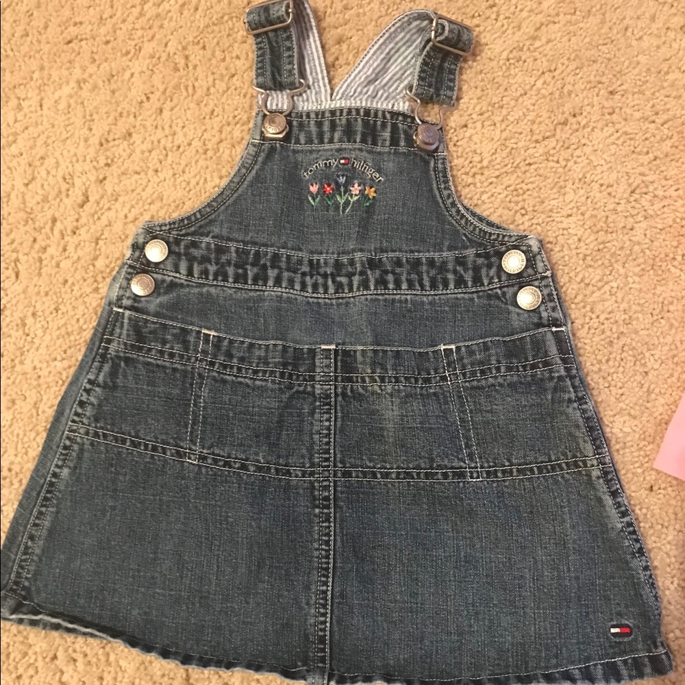 Tommy Hilfiger jean jumper dress with pink T-shirt